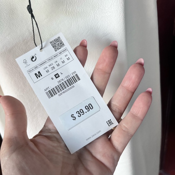 NWT Zara white leathery dress sz M - Picture 4 of 8